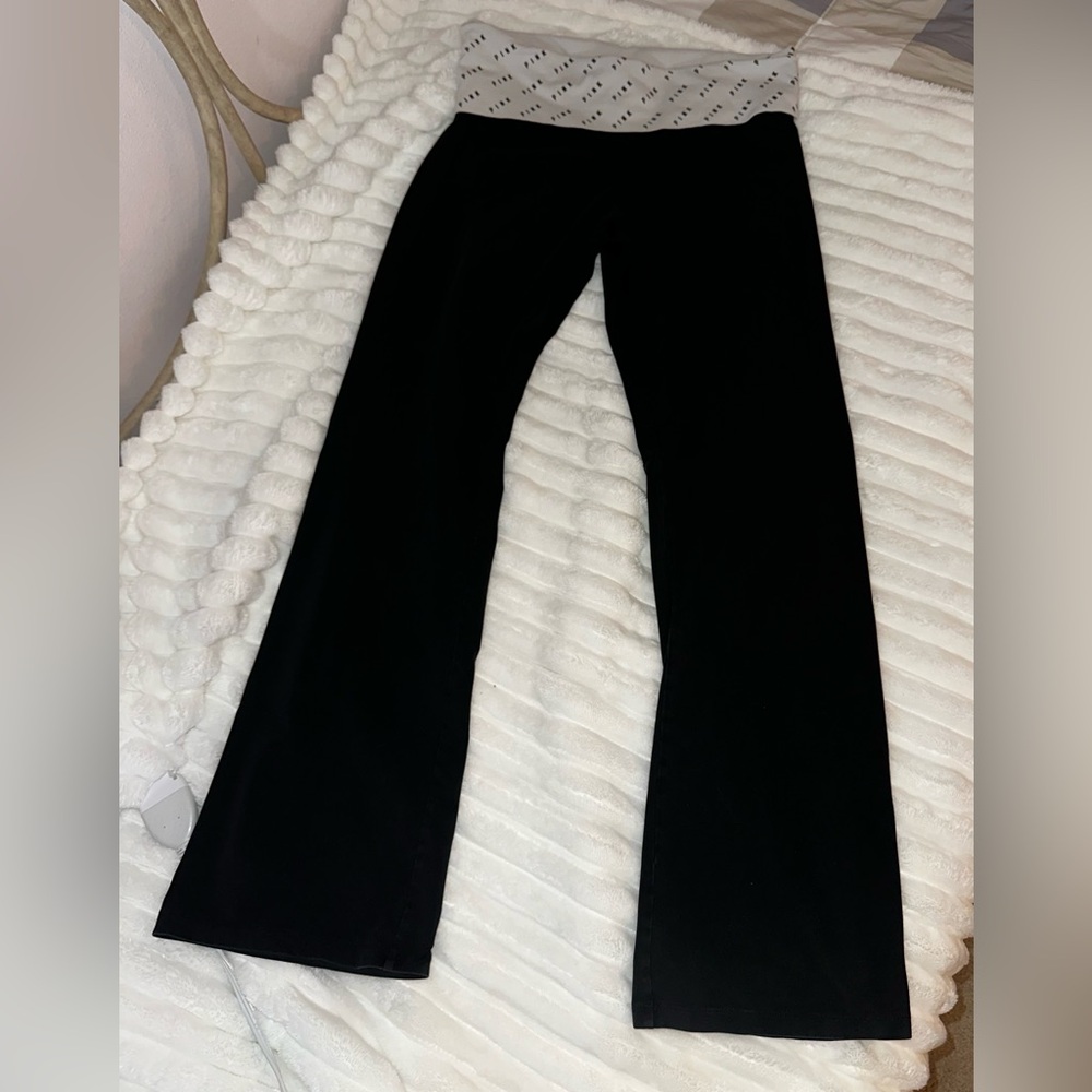 PINK Victoria's Secret Black Yoga Pants Y2K Flare fold over band